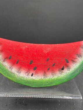 Large Handcrafted Faux Watermelon Slice Decorative Crackle Glaze Plaster Fruit